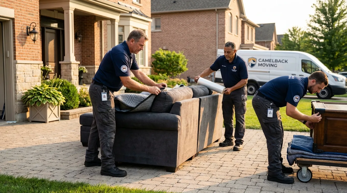 Large estate moving crew wrapping furniture in Forest Hills, NY